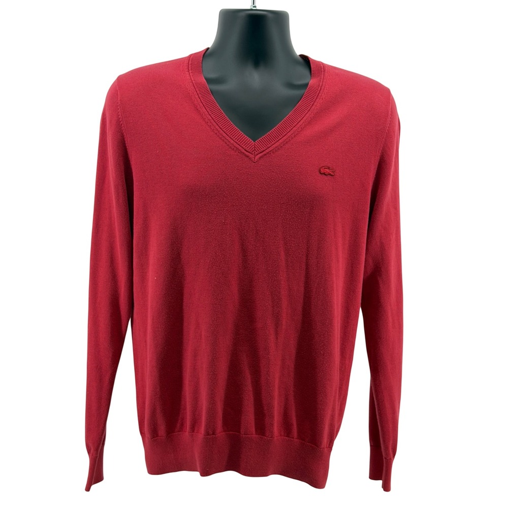 NWT Lacoste Sweater Mens S V-Neck Cotton Long Sleeve Logo Pullover Casual